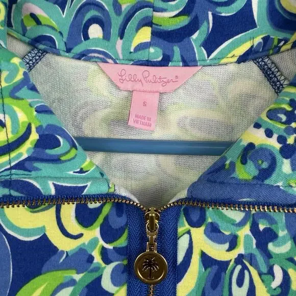 Lilly Pulitzer Skipper Popover Zip Jacket Sea Blue Lilly's Lagoon UPF 50+ Beach - Picture 4 of 12